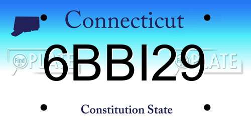 6BBI29 Connecticut License Plate