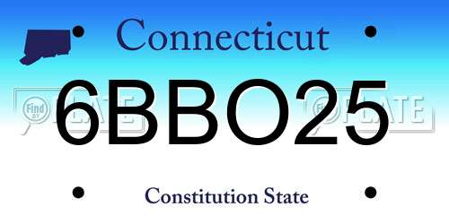 6BBO25 Connecticut License Plate
