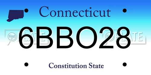 6BBO28 Connecticut License Plate