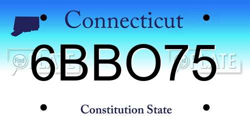 6BBO75 Connecticut License Plate