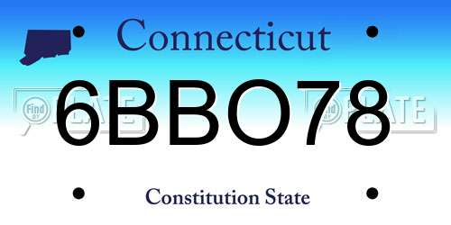 6BBO78 Connecticut License Plate