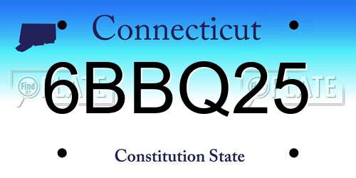 6BBQ25 Connecticut License Plate