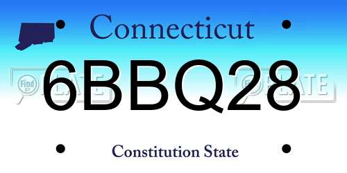 6BBQ28 Connecticut License Plate