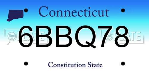 6BBQ78 Connecticut License Plate