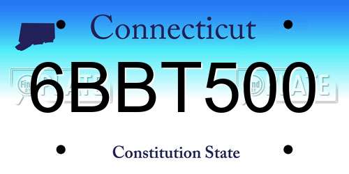 6BBT500 Connecticut License Plate