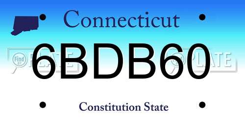 6BDB60 Connecticut License Plate