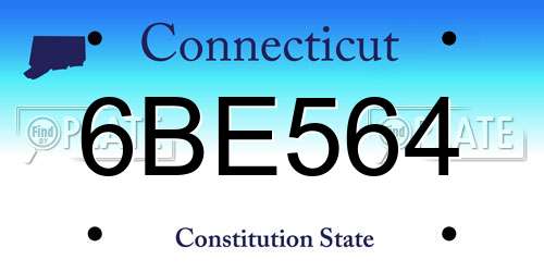 6BE564 Connecticut License Plate