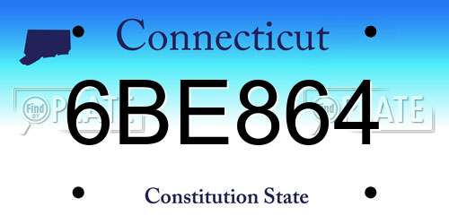 6BE864 Connecticut License Plate