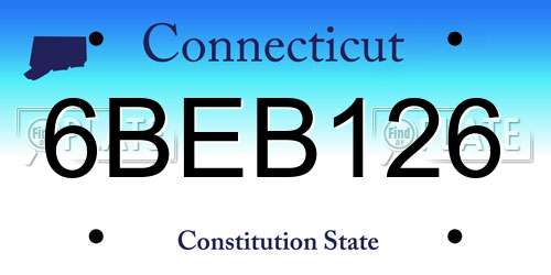 6BEB126 Connecticut License Plate