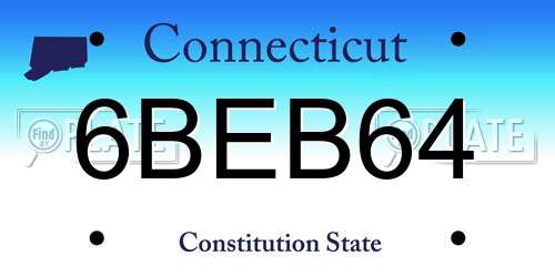 6BEB64 Connecticut License Plate