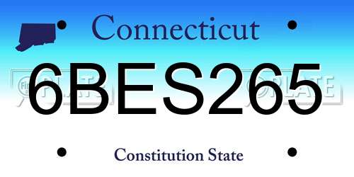 6BES265 Connecticut License Plate