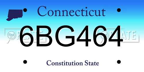 6BG464 Connecticut License Plate