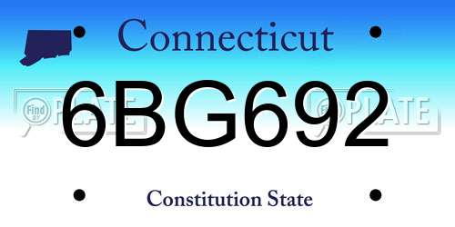 6BG692 Connecticut License Plate