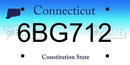 6BG712 Connecticut License Plate
