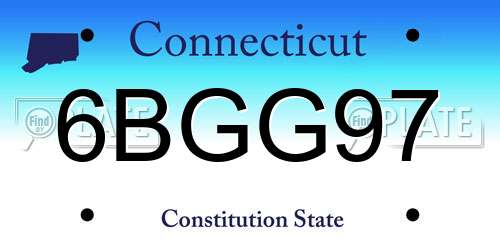 6BGG97 Connecticut License Plate