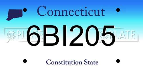 6BI205 Connecticut License Plate