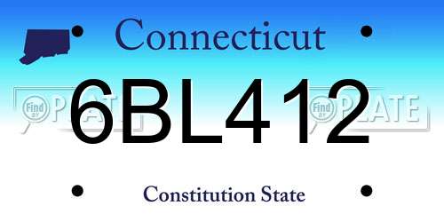 6BL412 Connecticut License Plate
