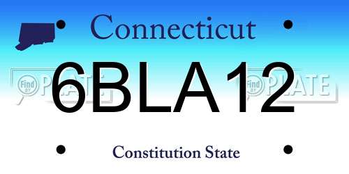 6BLA12 Connecticut License Plate