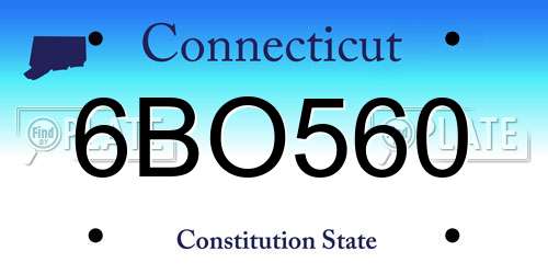 6BO560 Connecticut License Plate