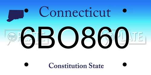 6BO860 Connecticut License Plate