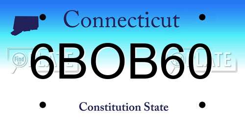 6BOB60 Connecticut License Plate