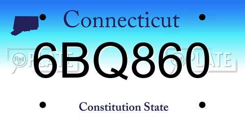 6BQ860 Connecticut License Plate