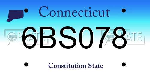 6BS078 Connecticut License Plate