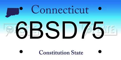 6BSD75 Connecticut License Plate