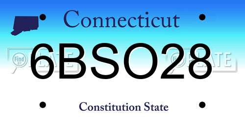 6BSO28 Connecticut License Plate