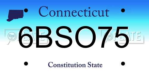 6BSO75 Connecticut License Plate
