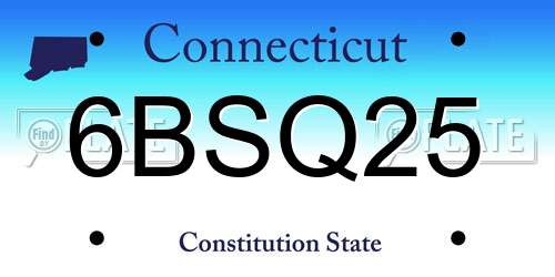 6BSQ25 Connecticut License Plate