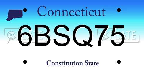 6BSQ75 Connecticut License Plate