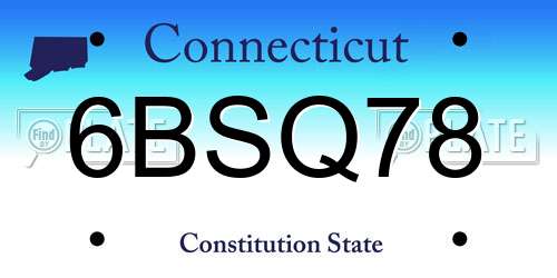 6BSQ78 Connecticut License Plate