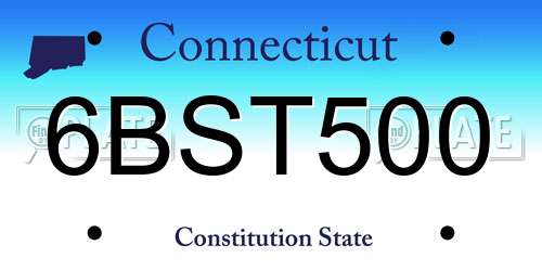 6BST500 Connecticut License Plate