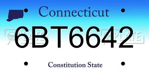 6BT6642 Connecticut License Plate