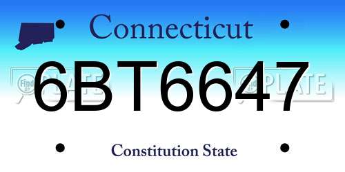 6BT6647 Connecticut License Plate