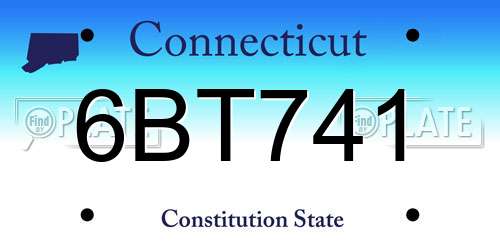 6BT741 Connecticut License Plate