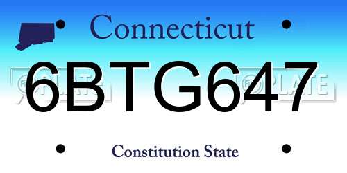 6BTG647 Connecticut License Plate