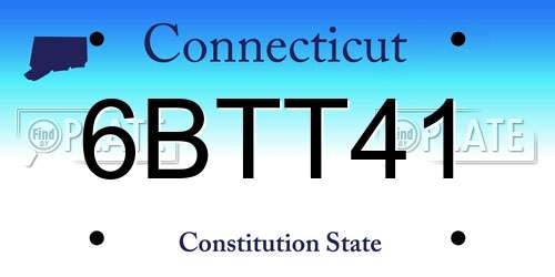 6BTT41 Connecticut License Plate