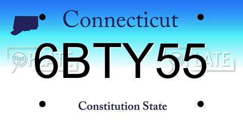 6BTY55 Connecticut License Plate