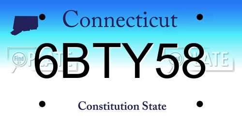 6BTY58 Connecticut License Plate