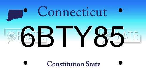6BTY85 Connecticut License Plate