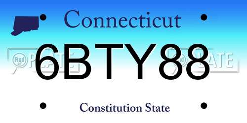 6BTY88 Connecticut License Plate