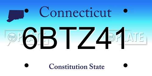 6BTZ41 Connecticut License Plate