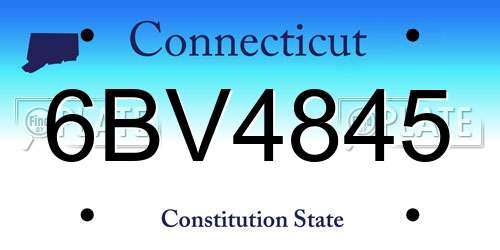 6BV4845 Connecticut License Plate