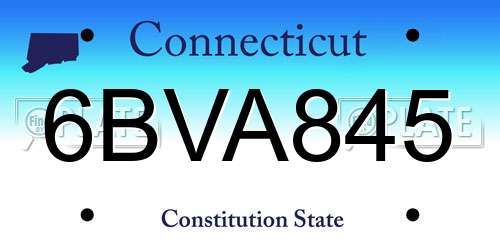 6BVA845 Connecticut License Plate