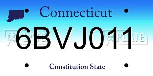 6BVJ011 Connecticut License Plate