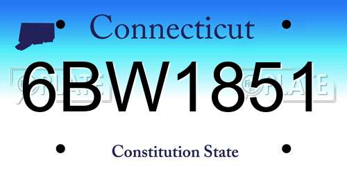6BW1851 Connecticut License Plate