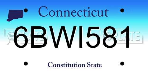 6BWI581 Connecticut License Plate