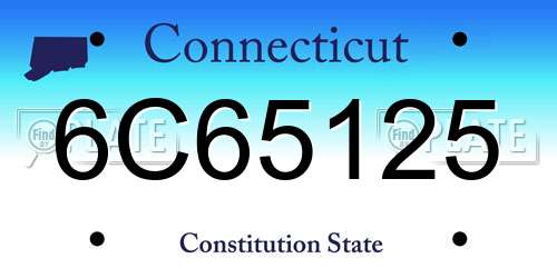 6C65125 Connecticut License Plate
